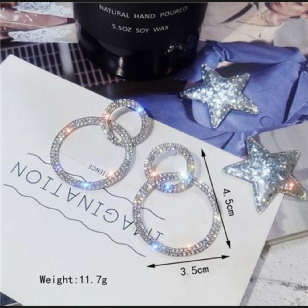 Beautiful Gold Tone Double Circle Earrings